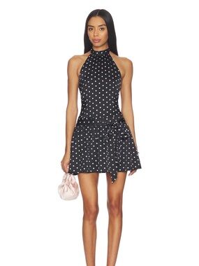 More to Come Kienna Polka Dot Halter Mini Dress